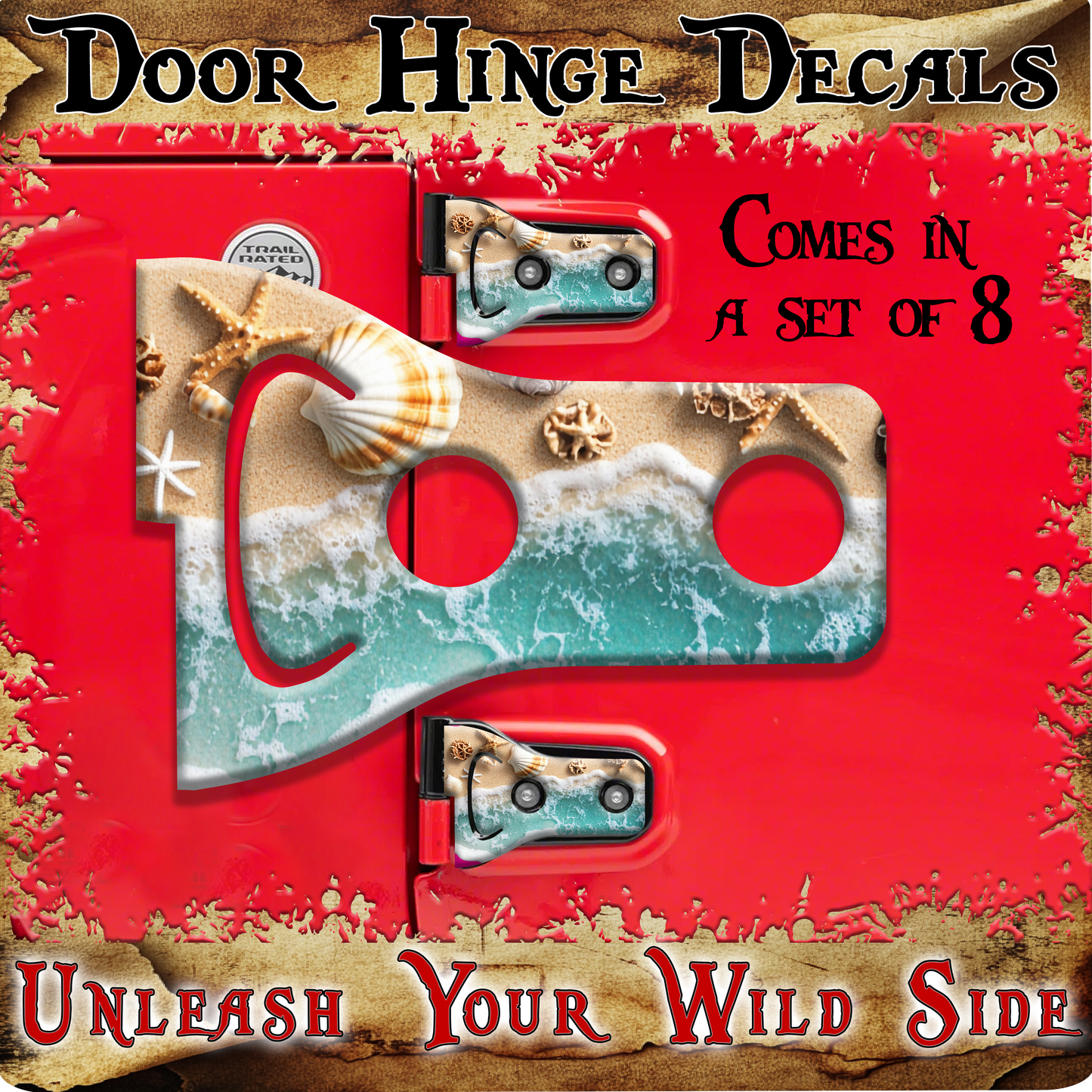 sea shells print Door hinge decals 31