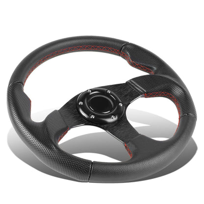 GEN PERFORMANCE 320MM Black Spoke Red Stitch Lightweight 6-Bolt Steering Wheel