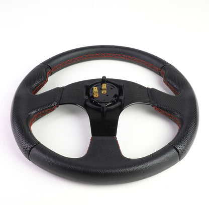 GEN PERFORMANCE 320MM Black Spoke Red Stitch Lightweight 6-Bolt Steering Wheel