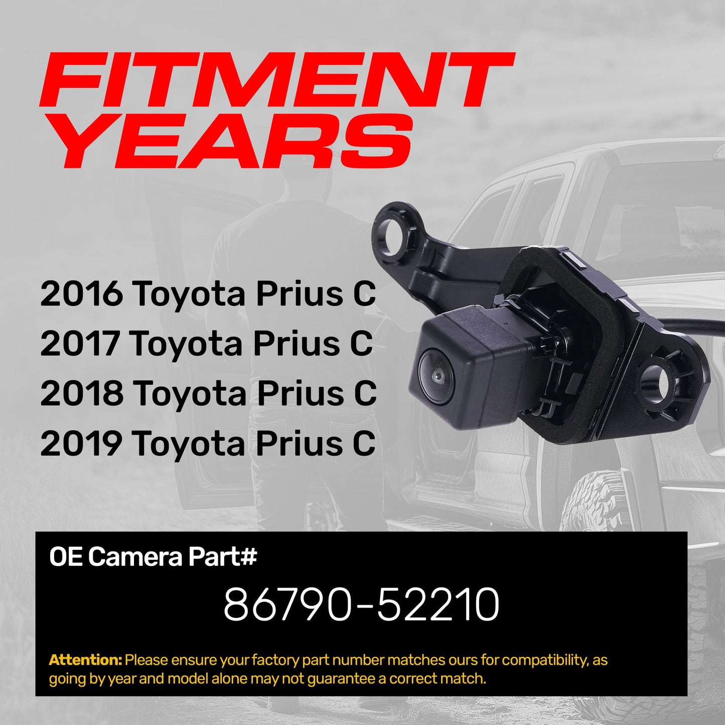 Toyota Prius C (2016-2019) OEM Replacement Backup Camera OE Part # 86790-52210
