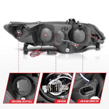 Anzo 2006-2011 Honda Civic Projector Headlights w/ Halo Black (CCFL)
