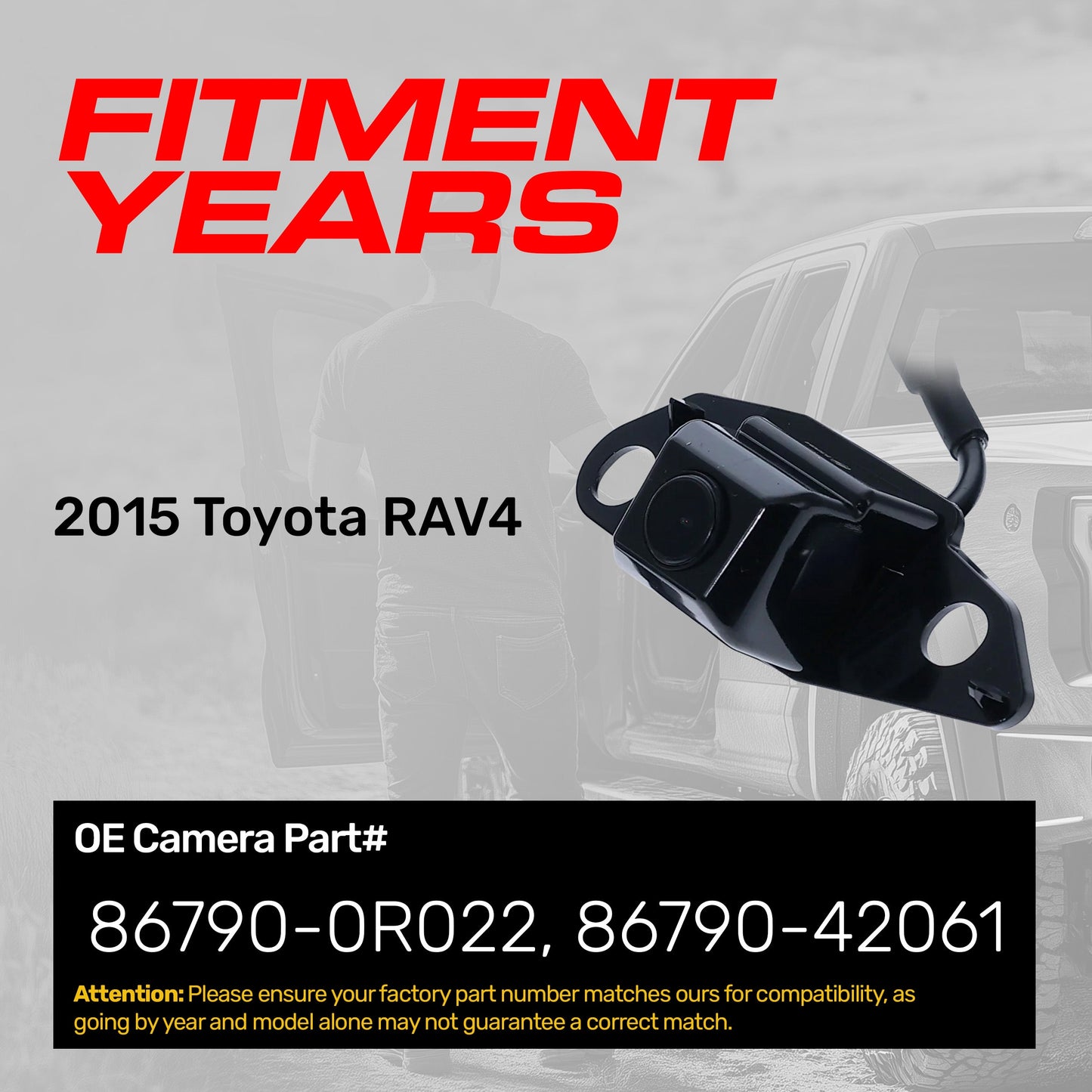 Toyota RAV4 (2015) OEM Replacement Backup Camera OE Part # 86790-0R022, 86790-42061