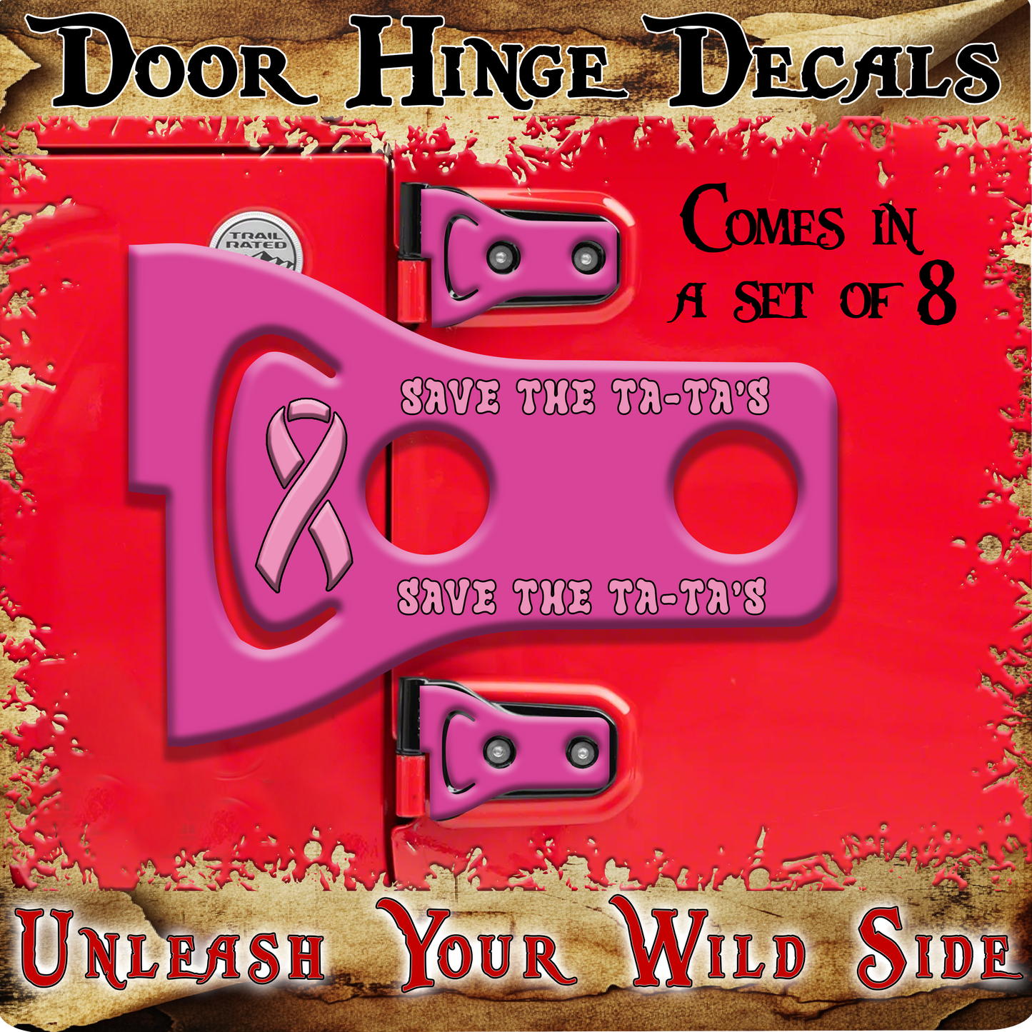 Save the Ta TA print Door hinge decals 32