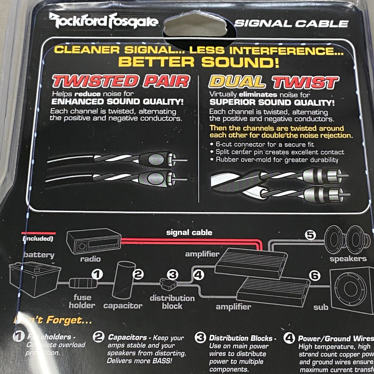 ROCKFORD FOSGATE Twisted Pair Signal Cable Y-Adapter 1 Female to 2-Male RFIY-1F