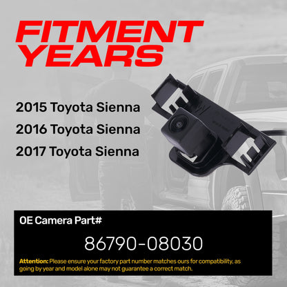 Toyota Sienna (2015-2017) OEM Replacement Backup Camera OE Part # 86790-08030