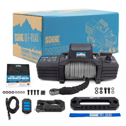 Borne Off-Road 12K Winch - Grey Synthetic Rope BNWN-12-SGR