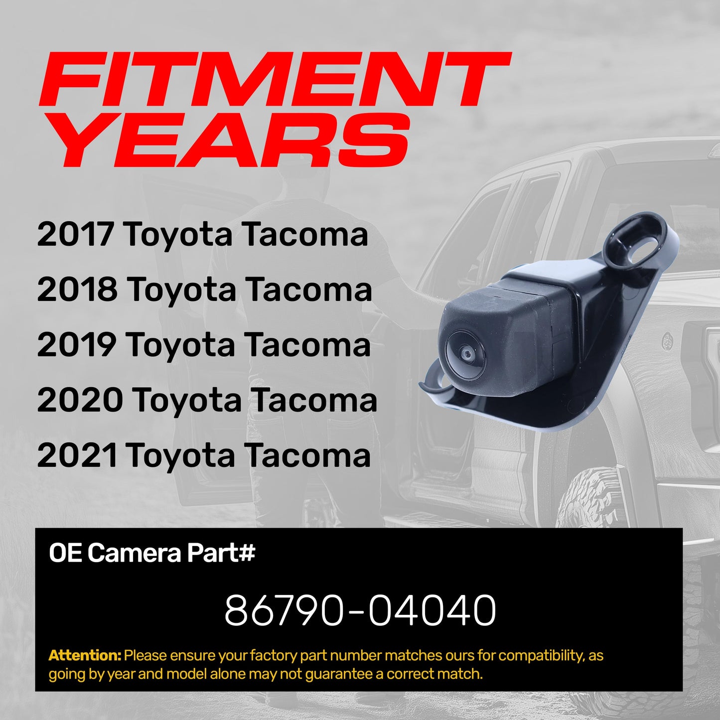 Toyota Tacoma (2017-2021) OEM Replacement Backup Camera OE Part # 86790-04040