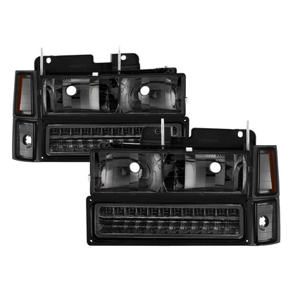 SPYDER Xtune 92-94 Blazer Full Size Corner/LED Bumper Headlights Smoke HD-JH-CCK88-LED-AM-SM-SET 5069566