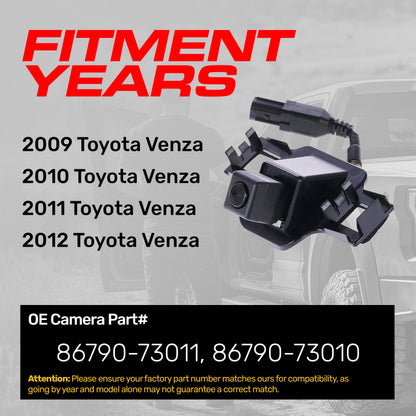 Toyota Venza (2009-2012) OEM Replacement Backup Camera OE Part # 86790-73010, 86790-73011