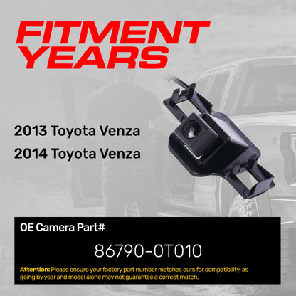 Toyota Venza (2013-2014) OEM Replacement Backup Camera OE Part # 86790-0T010