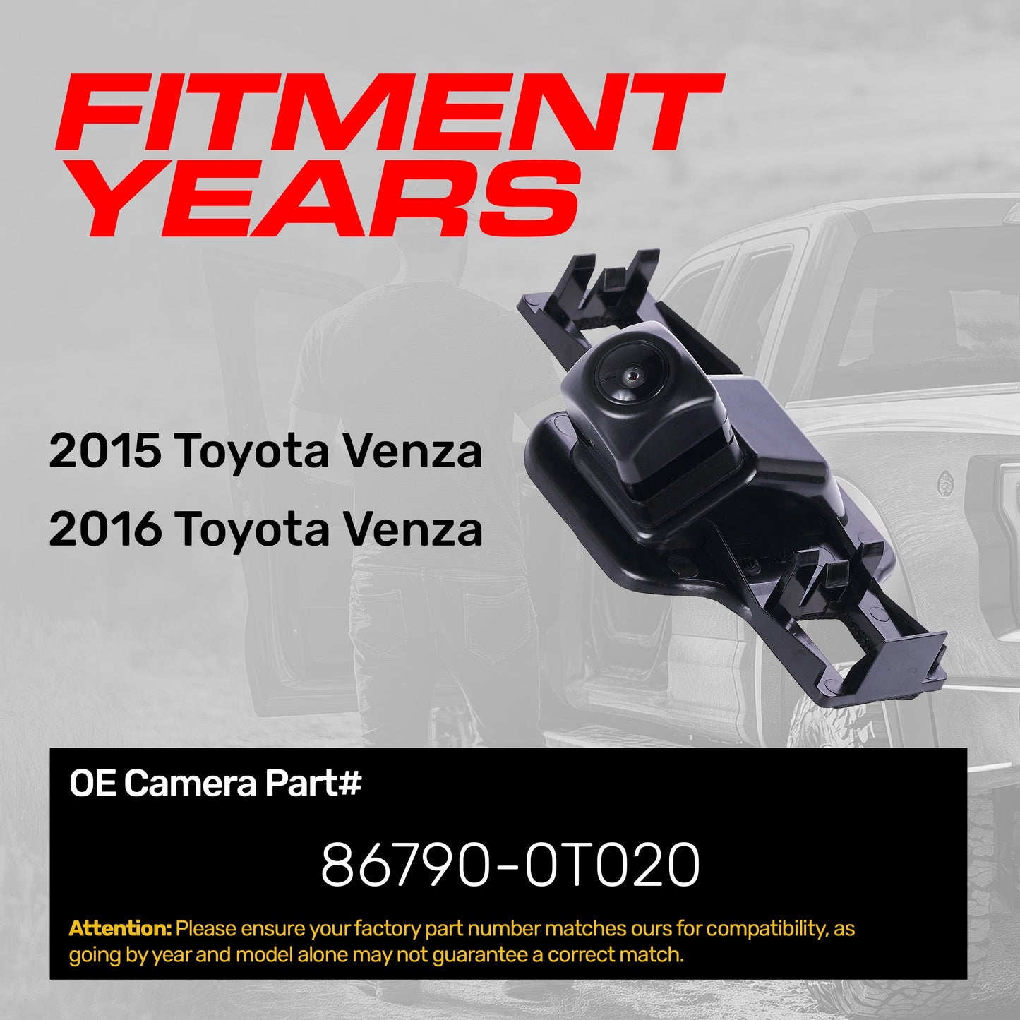 Toyota Venza (2015-2016) OEM Replacement Backup Camera OE Part # 86790-0T020