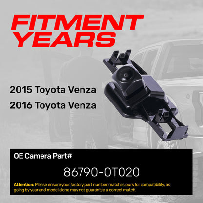 Toyota Venza (2015-2016) OEM Replacement Backup Camera OE Part # 86790-0T020