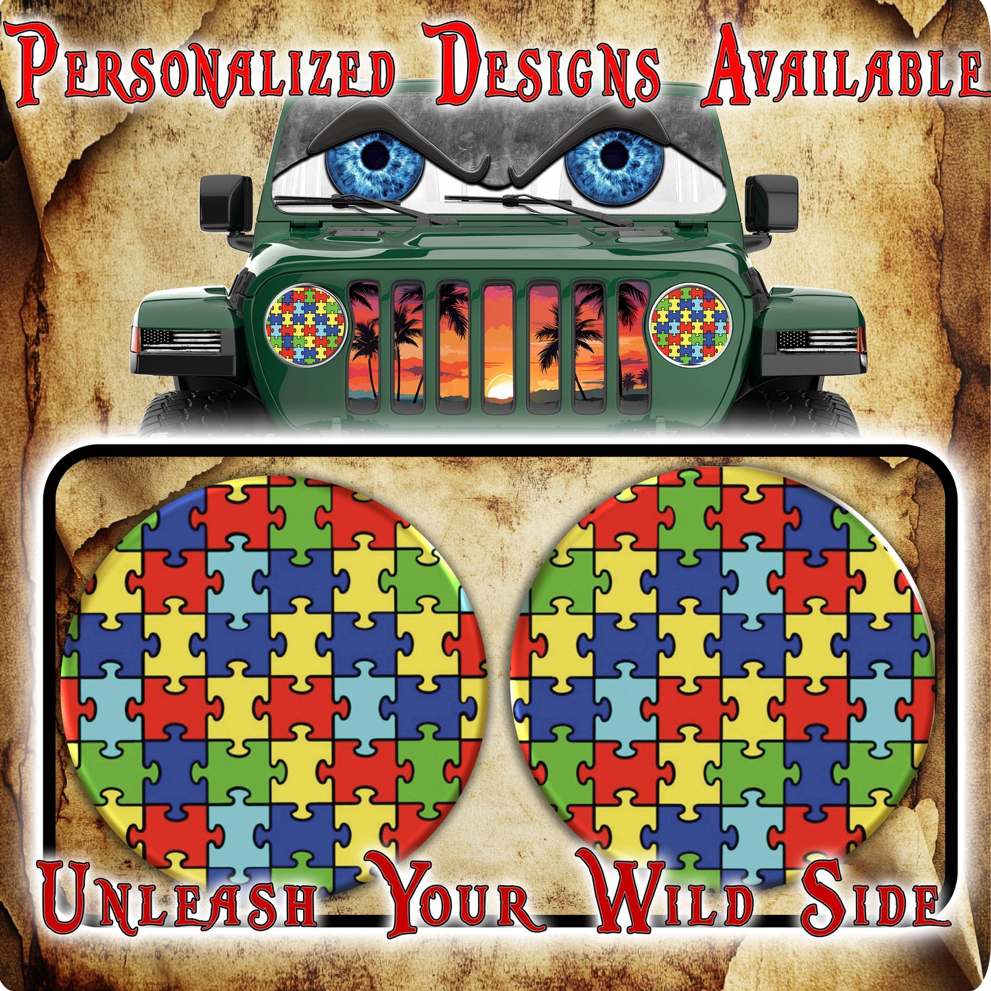 Autism awareness for a round headlight decal. 34
