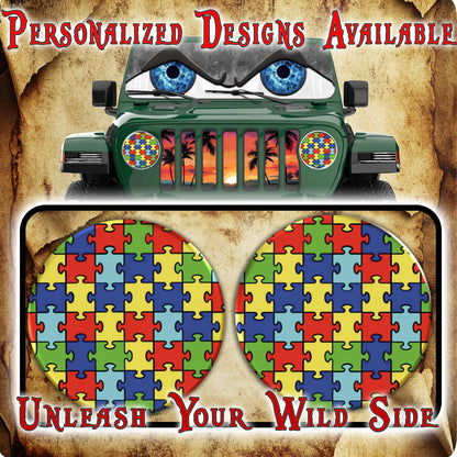 Autism awareness for a round headlight decal. 34