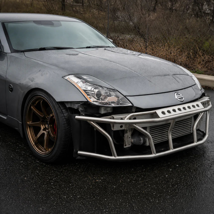 Bull Boost Performance Tubular Front Bash Bar for Nissan 350Z (Z33) 2003-2008 – Dual Row Crash Beam with Center Jack Point