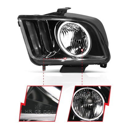 Anzo 2005-2009 Ford Mustang Crystal Headlights w/ Halo Black (CCFL)