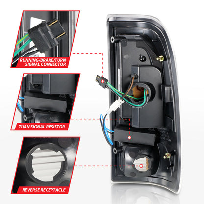 ANZO 1997-2003 Ford F-150 LED Tail Lights w/ Light Bar Black Housing Smoke Lens 311378