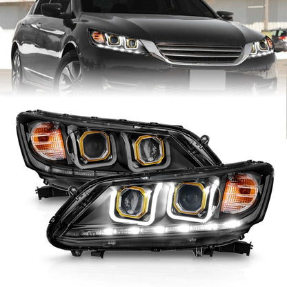Anzo 2013-2015 Honda Accord Projector Headlights w/ U-Bar Black