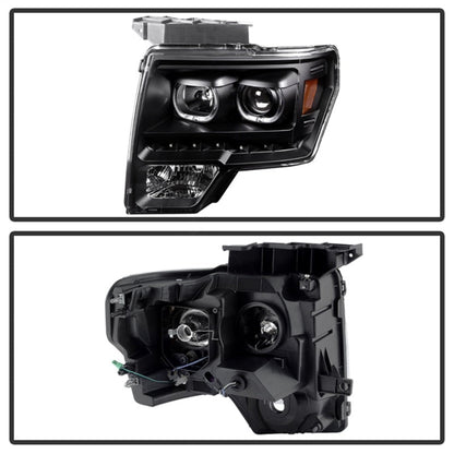 SPYDER Xtune Ford F150 09-14 Projector Headlights Halogen Model Only LED Halo Black PRO-JH-FF15009-CFB-BK 9032226