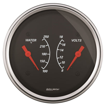 AutoMeter Gauge Dual Wtmp & Volt 3-3/8in. 250 Deg. F & 18V Elec Designer Black 1430