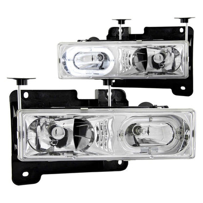 Anzo Chrome Led Halo Crystal Headlights 1992-1999 Chevy Suburban
