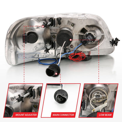 Anzo 1997.5-2003 Ford F-150 Projector Headlights w/ Halo and LED Chrome 1pc