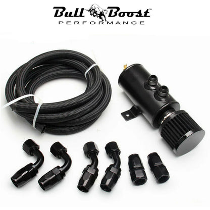 BULL BOOST PERFORMANCE Universal Performance Oil Catch Can Kit 2-Port -10AN Breather Baffle Tank 750m