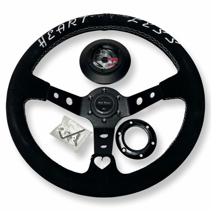 Deep Dish Steering Wheel + Short Hub Adapter Kit For S2000 RSX Prelude TL CL