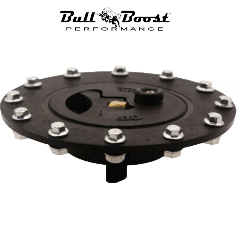 BULL BOOST PERFORMANCE Universal Fuel Cell Gas Tank Filler Cap Twist Plate Kit Black