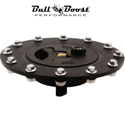 BULL BOOST PERFORMANCE Universal Fuel Cell Gas Tank Filler Cap Twist Plate Kit Black
