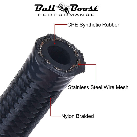 -6 AN Braided 3-8 Fuel Line Oil-Gas-Fuel Hose Line Aluminum Hose End Fitting