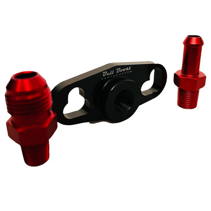 BULL BOOST PERFORMANCE Aluminum Black Turbo Fuel Rail Delivery Regulator Adapter for Mitsubishi