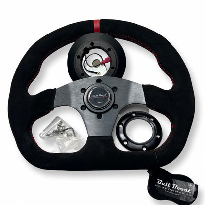 Suede Steering Wheel + Short Hub Adapter Kit For Acura Honda Accord Civic CR-Z