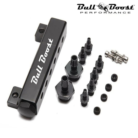Bull Boost Performance 6-Port Vacuum Block – Intake Manifold / Turbo / Fuel / Boost Reference Block (Black)