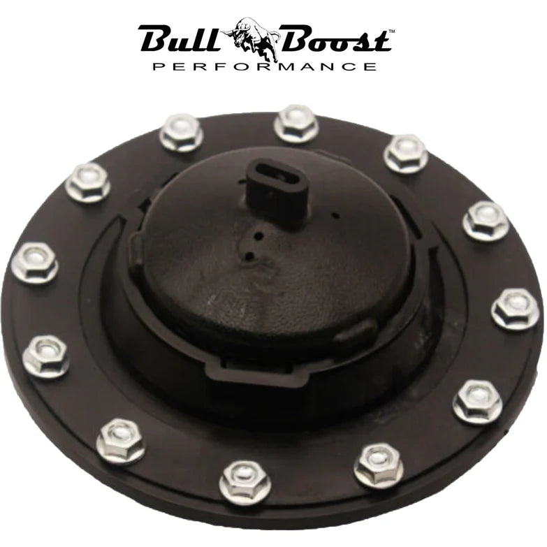 BULL BOOST PERFORMANCE Universal Fuel Cell Gas Tank Filler Cap Twist Plate Kit Black