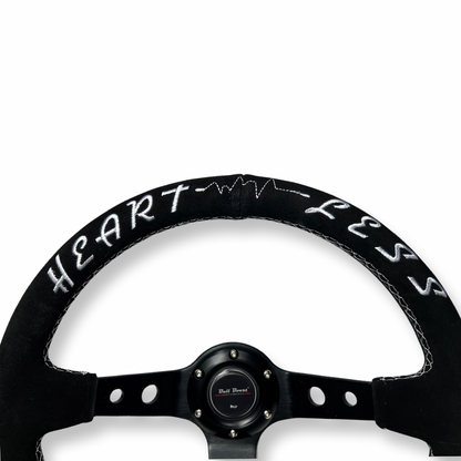 Universal 350mm 3"Deep Dish 6-Bolt Steering Wheel Black Suede Heartless