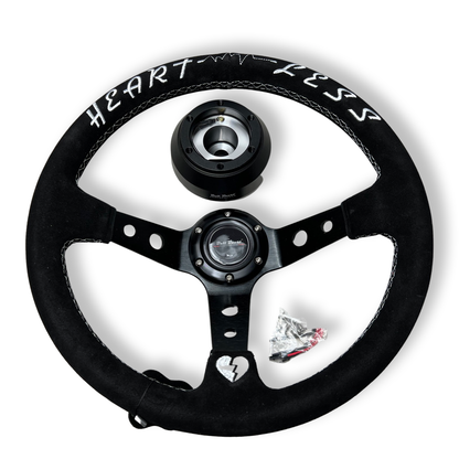 Suede Deep Dish Steering Wheel + Short Hub Adapter Kit For Cadillac Corvette Suburban Neon