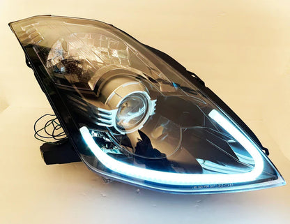BULL BOOST PERFORMANCE DEPO Bi-Xenon Black LED Projector Headlights for Nissan 350Z Z33 Fairlady 2003-2009 DOT/SAE (6-Pin)