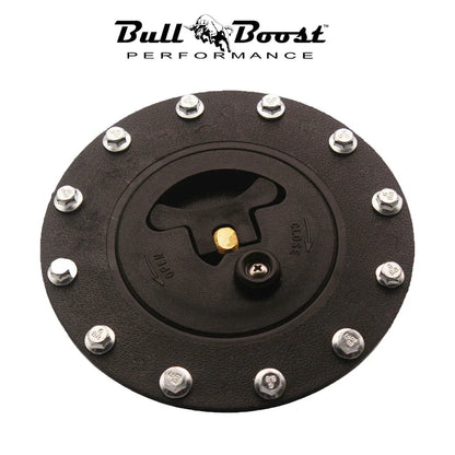 BULL BOOST PERFORMANCE Universal Fuel Cell Gas Tank Filler Cap Twist Plate Kit Black