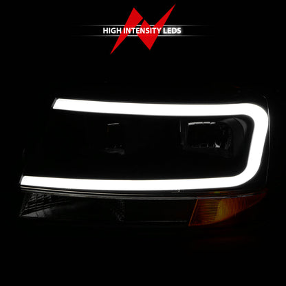 ANZO 99-04 Jeep Grand Cherokee Crystal Headlights - w/ Light Bar Black Housing 111537