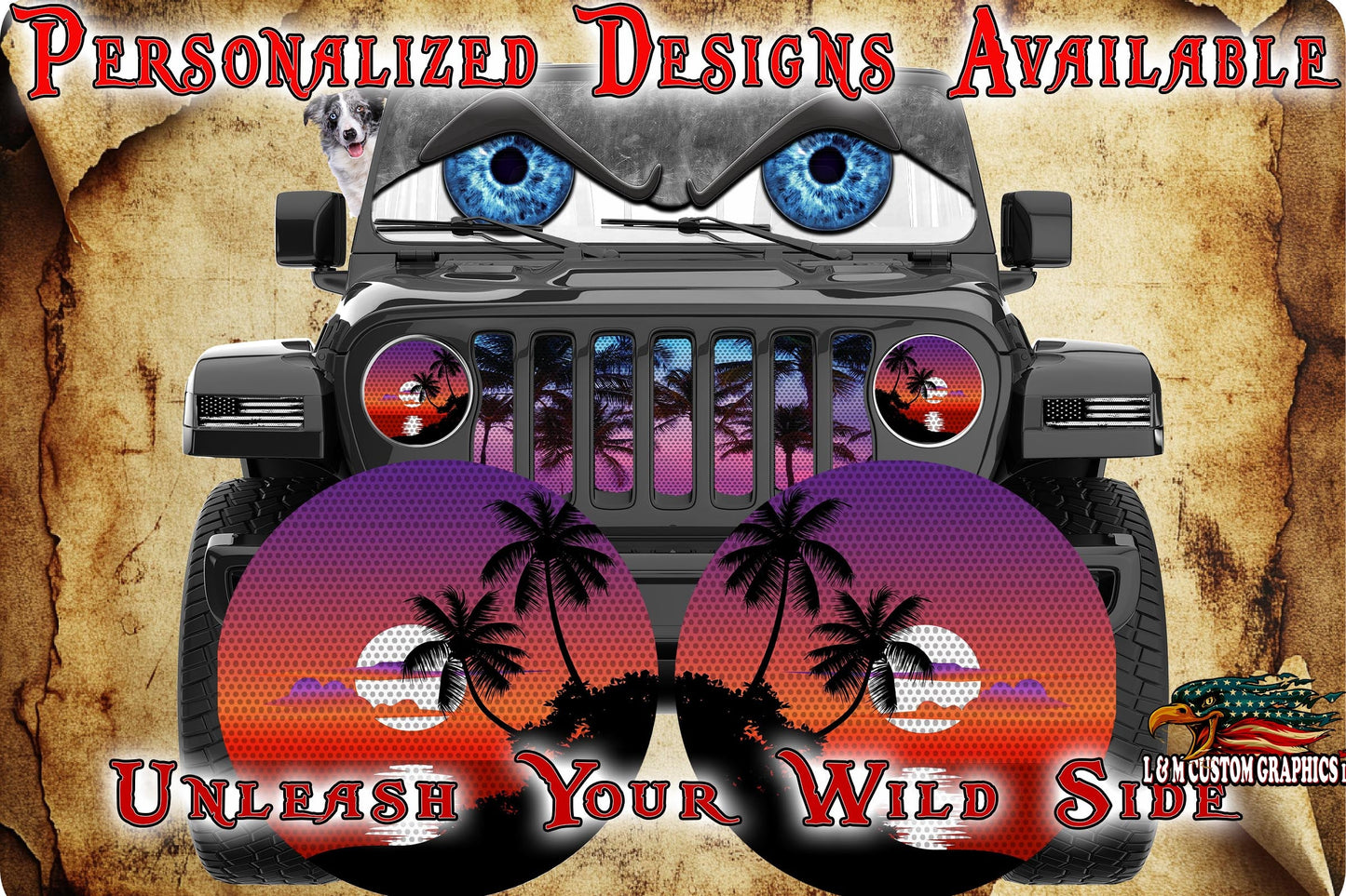 Palm Tree round headlight decals 37