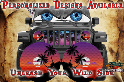 Palm Tree round headlight decals 37