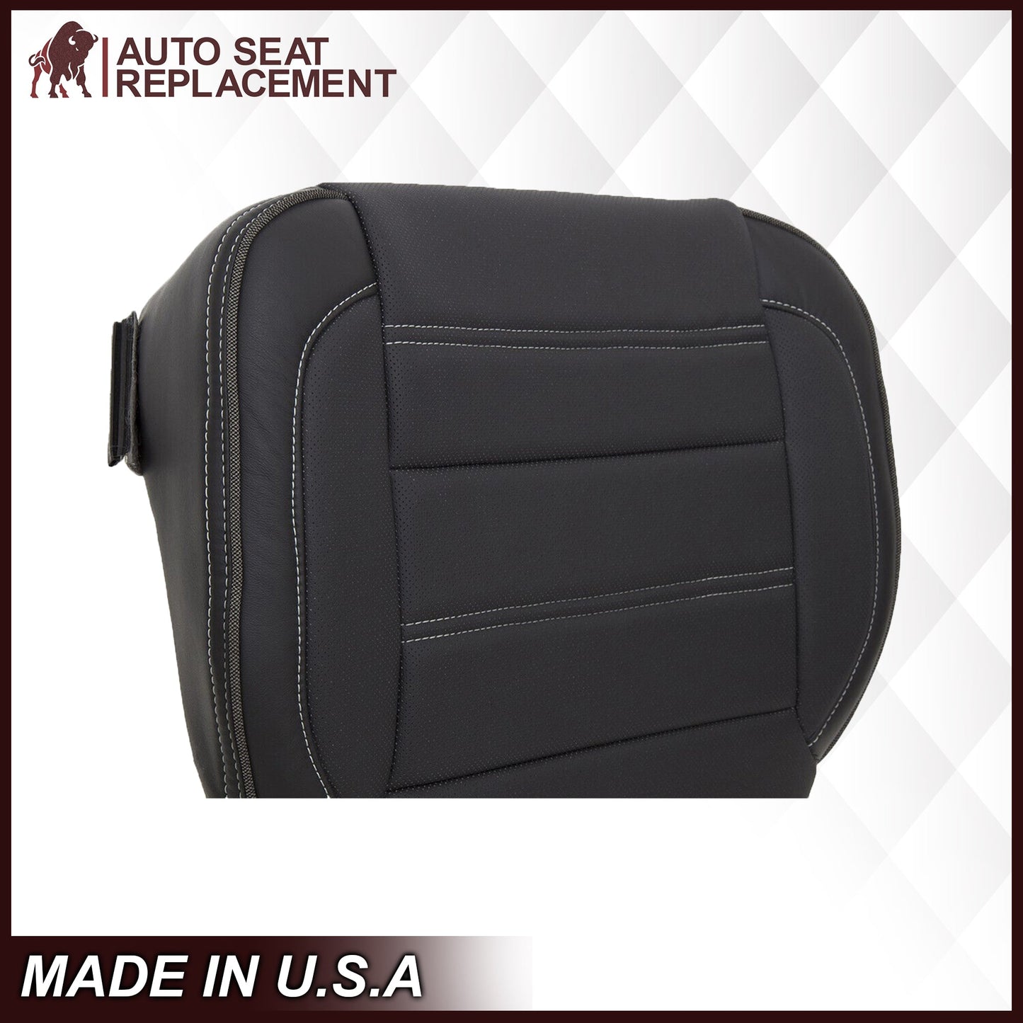 2014 2015 2016 2017 2018 2019 GMC Sierra Denali Perforated Leather Seat Cover Replacement in Black (Perforated Jet Black)