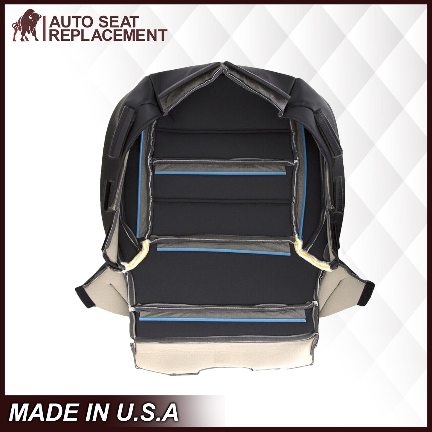 2014 2015 2016 2017 2018 2019 GMC Sierra Denali Perforated Leather Seat Cover Replacement in Black (Perforated Jet Black)