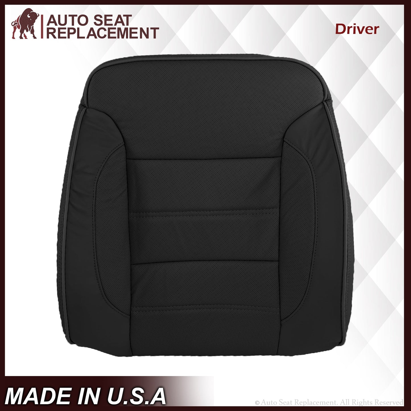 2014 2015 2016 2017 2018 2019 GMC Sierra Denali Perforated Leather Seat Cover Replacement in Black (Perforated Jet Black)