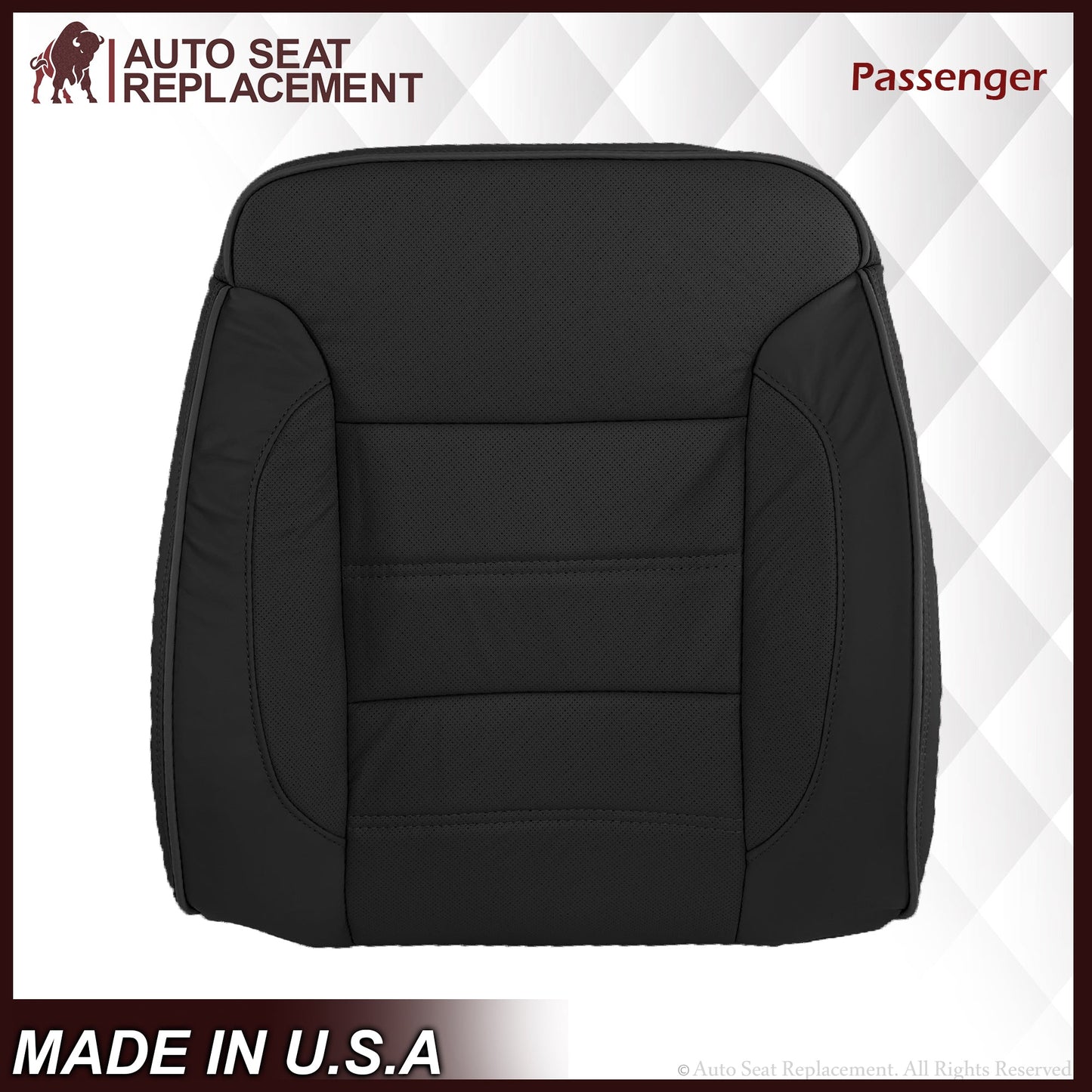2014 2015 2016 2017 2018 2019 GMC Sierra Denali Perforated Leather Seat Cover Replacement in Black (Perforated Jet Black)