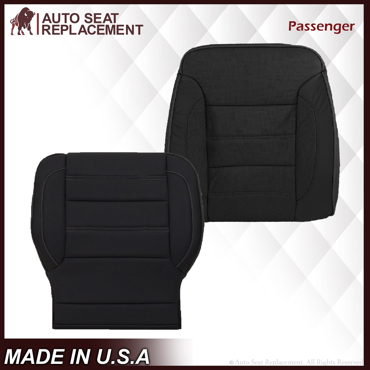 2014 2015 2016 2017 2018 2019 GMC Sierra Denali Perforated Leather Seat Cover Replacement in Black (Perforated Jet Black)