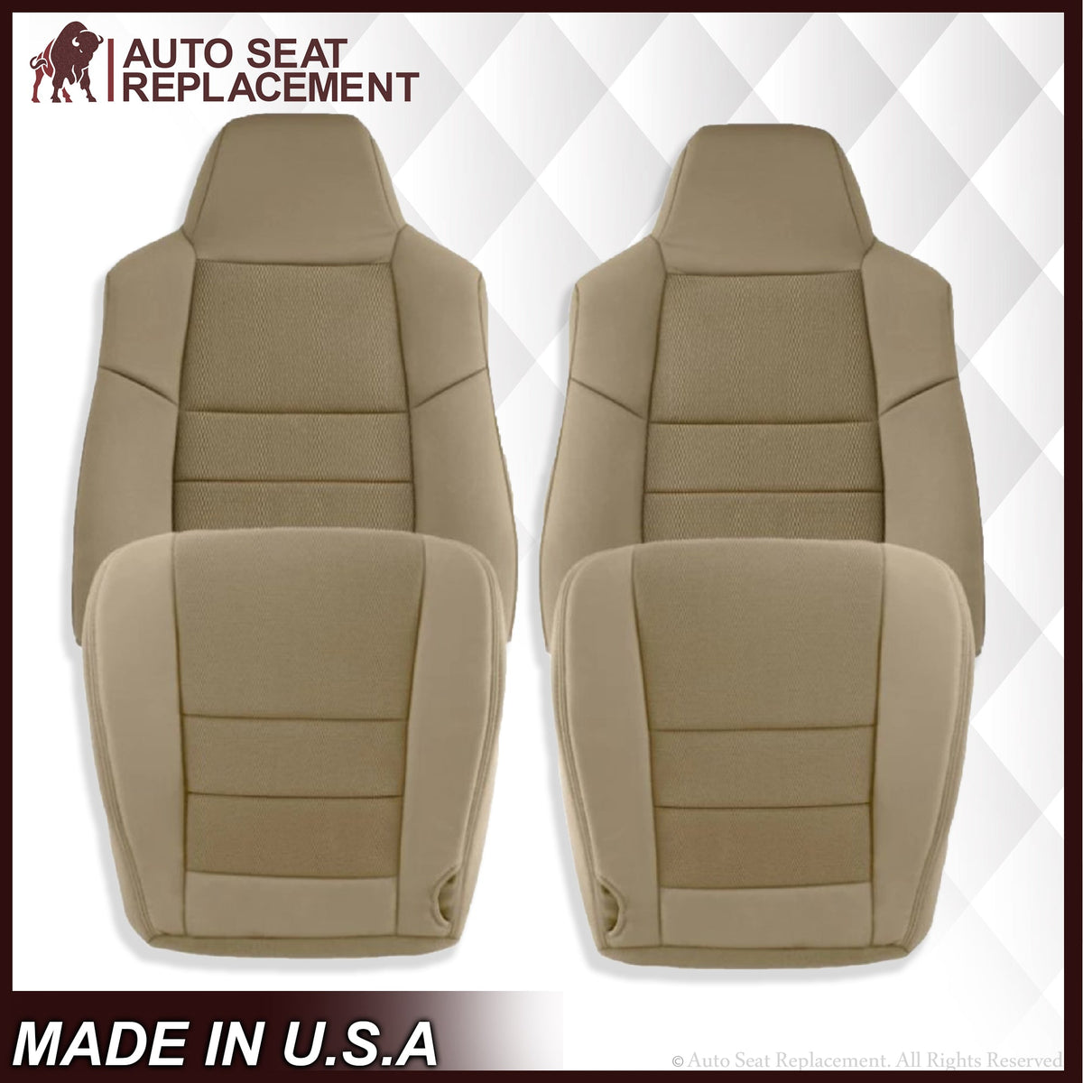 2003-2007 Ford F250 F350 Lariat Seat Cover in Pebble Tan Cloth Fabric