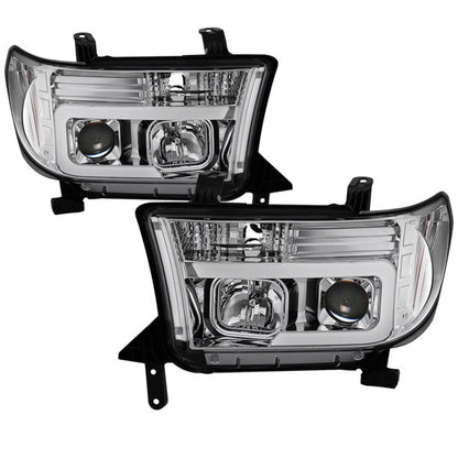 Spyder 07-13 Toyota Tundra V2 Light Bar DRL Projector Headlights - Chrome (PRO-YD-TTU07V2-LB-C) 5084651