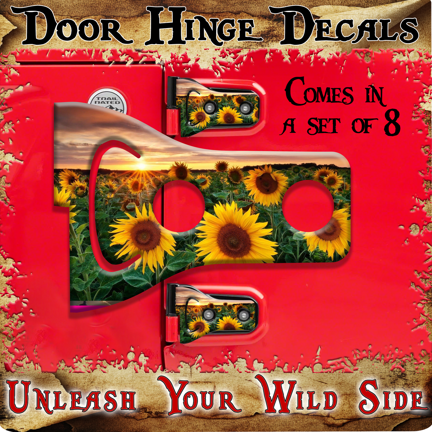 Sunflower field Door hinge decals 39